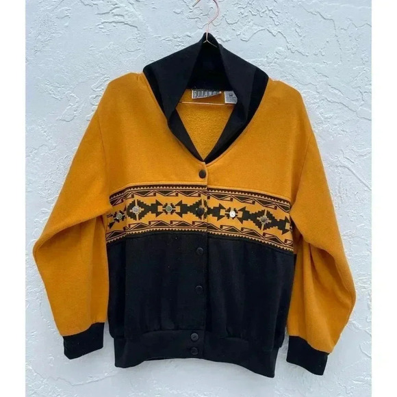 Gitani Collection Mens Long Sleeve Button Down Colorblock Jacket Yellow Black M - Picture 8 of 8